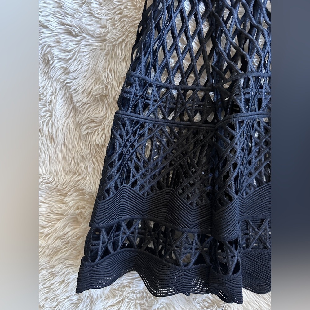 Self Portrait Black Cut Out Lace Layered Midi Dress Size 0 - Picture 6 of 16